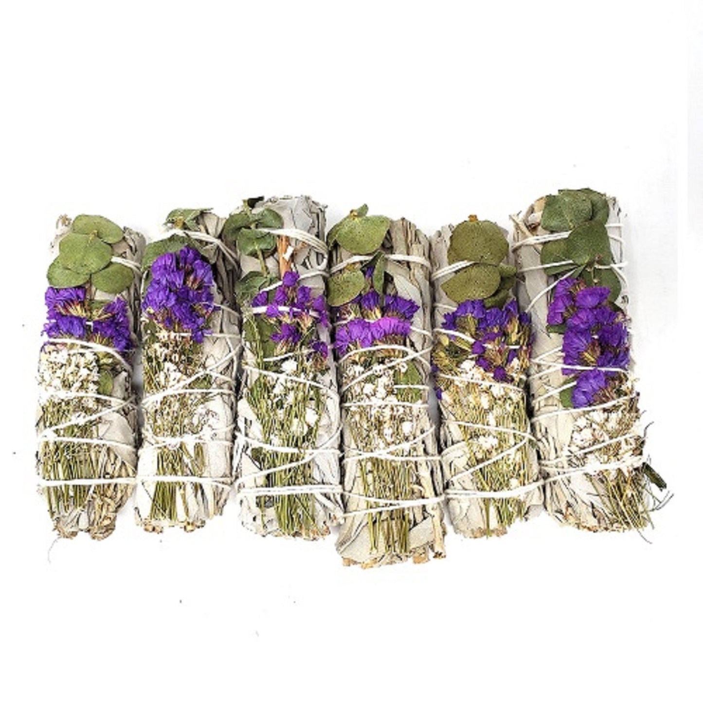 Home Fragrance Floral Sage -White Sage, Eucalyptus, Purple Sinuata & Lavender 4"