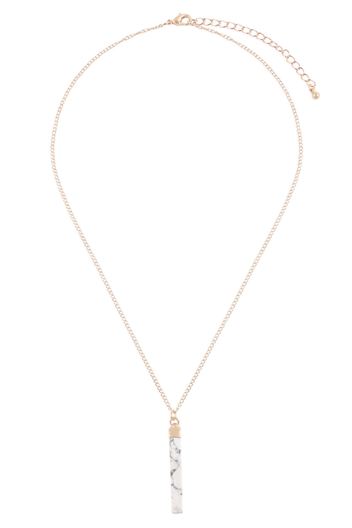 Hdn3120 - Bar Stone Pendant Necklace