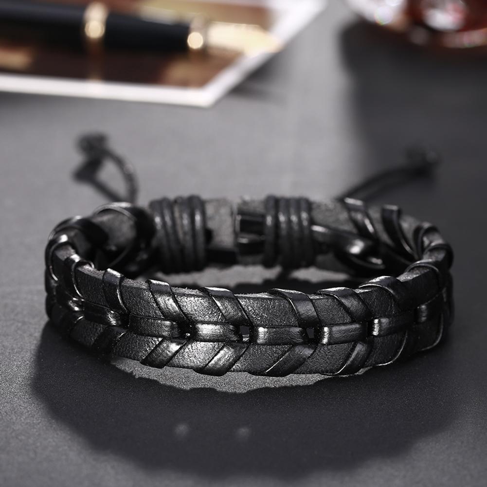 Leather Bracelet with Stainless Steel